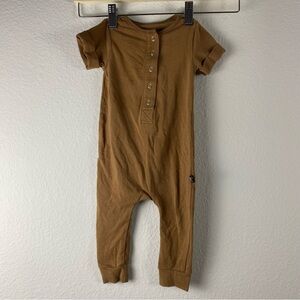 Rags to Raches 6-12 months Rags Essentials Short Rolled Sleeve Henley Rag Camel